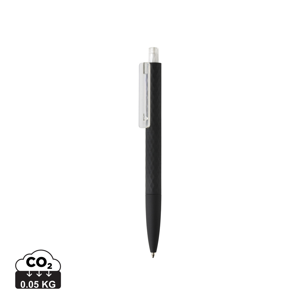 Stylo publicitaire finition losange texturé - X3 Transparent / Noir